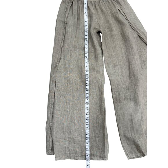 Saga Womens Wide-Leg Linen Pants Beige Pocket Made in Italy Size M - Picture 7 of 7